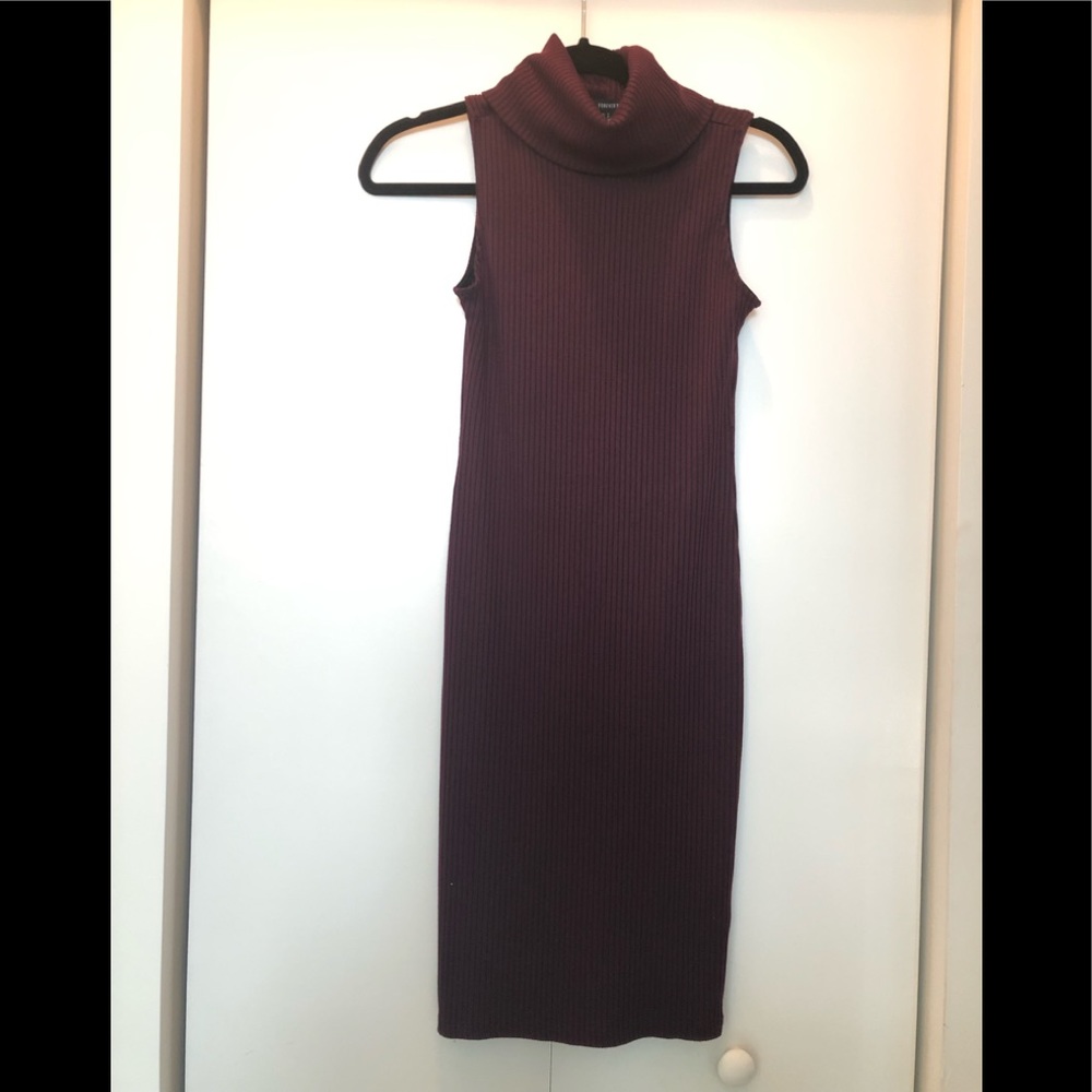 forever 21 burgundy ribbed turtle neck dress